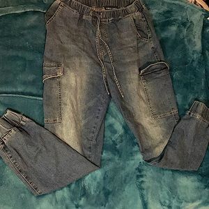 COPY - Blue washed jean joggers